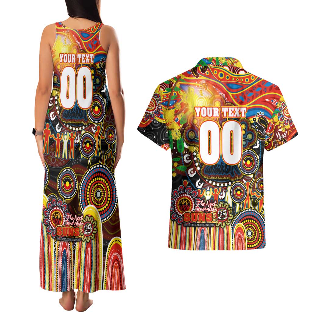 Personalised NAIDOC Week 2025 Suns Football Couples Matching Tank Maxi Dress and Hawaiian Shirt Aboriginal Dot Painting