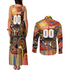 Personalised NAIDOC Week 2025 Suns Football Couples Matching Tank Maxi Dress and Long Sleeve Button Shirt Aboriginal Dot Painting