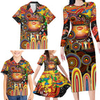 Personalised NAIDOC Week 2025 Suns Football Family Matching Long Sleeve Bodycon Dress and Hawaiian Shirt Aboriginal Dot Painting