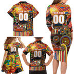 Personalised NAIDOC Week 2025 Suns Football Family Matching Long Sleeve Bodycon Dress and Hawaiian Shirt Aboriginal Dot Painting