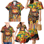 Personalised NAIDOC Week 2025 Suns Football Family Matching Mermaid Dress and Hawaiian Shirt Aboriginal Dot Painting