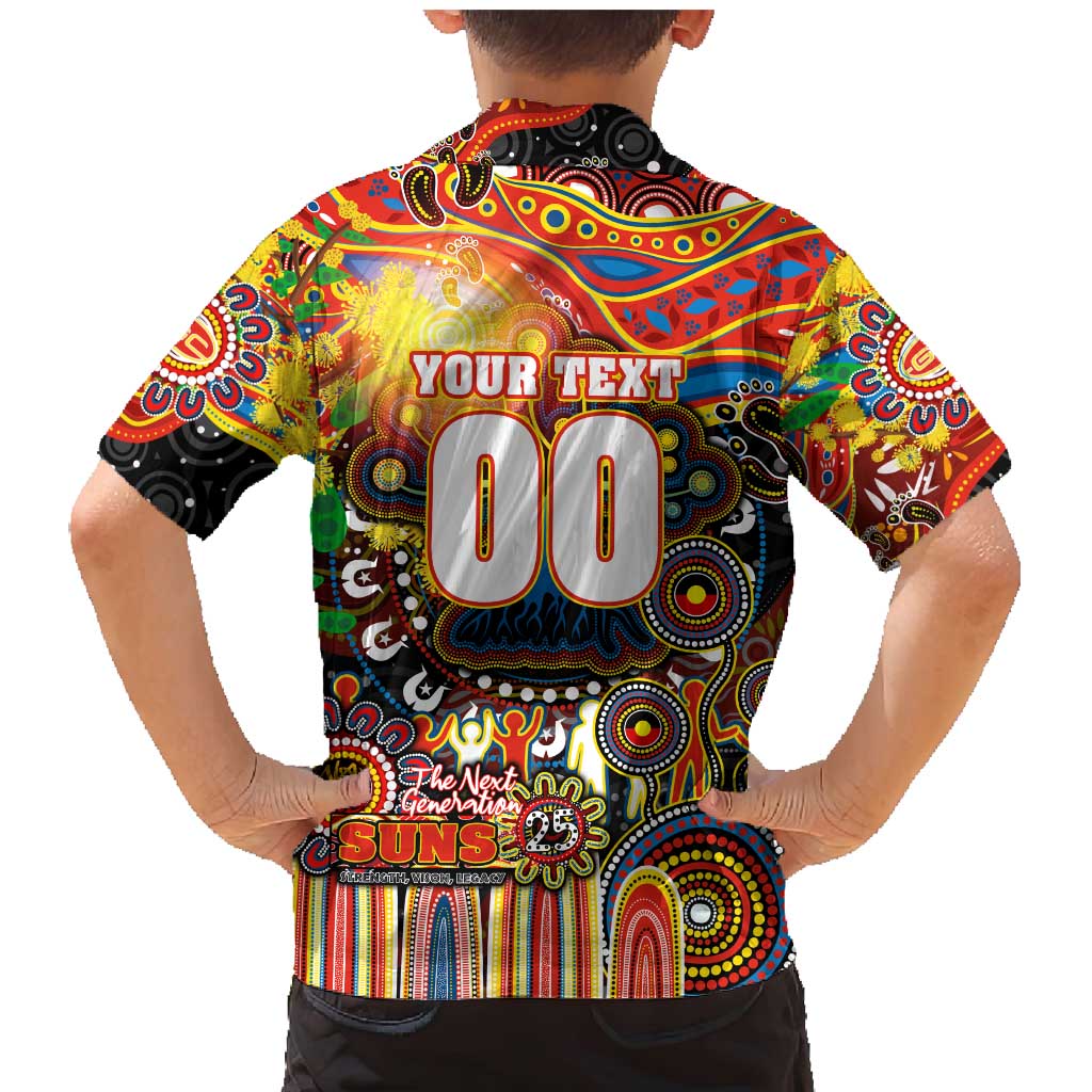Personalised NAIDOC Week 2025 Suns Football Family Matching Mermaid Dress and Hawaiian Shirt Aboriginal Dot Painting