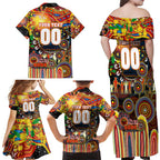 Personalised NAIDOC Week 2025 Suns Football Family Matching Off Shoulder Maxi Dress and Hawaiian Shirt Aboriginal Dot Painting