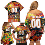 Personalised NAIDOC Week 2025 Suns Football Family Matching Off Shoulder Short Dress and Hawaiian Shirt Aboriginal Dot Painting