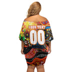 Personalised NAIDOC Week 2025 Suns Football Family Matching Off Shoulder Short Dress and Hawaiian Shirt Aboriginal Dot Painting