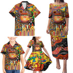 Personalised NAIDOC Week 2025 Suns Football Family Matching Puletasi and Hawaiian Shirt Aboriginal Dot Painting