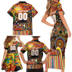 Personalised NAIDOC Week 2025 Suns Football Family Matching Short Sleeve Bodycon Dress and Hawaiian Shirt Aboriginal Dot Painting
