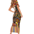Personalised NAIDOC Week 2025 Suns Football Family Matching Short Sleeve Bodycon Dress and Hawaiian Shirt Aboriginal Dot Painting