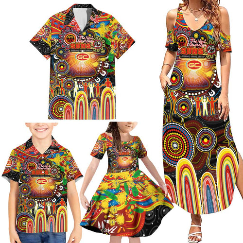 Personalised NAIDOC Week 2025 Suns Football Family Matching Summer Maxi Dress and Hawaiian Shirt Aboriginal Dot Painting