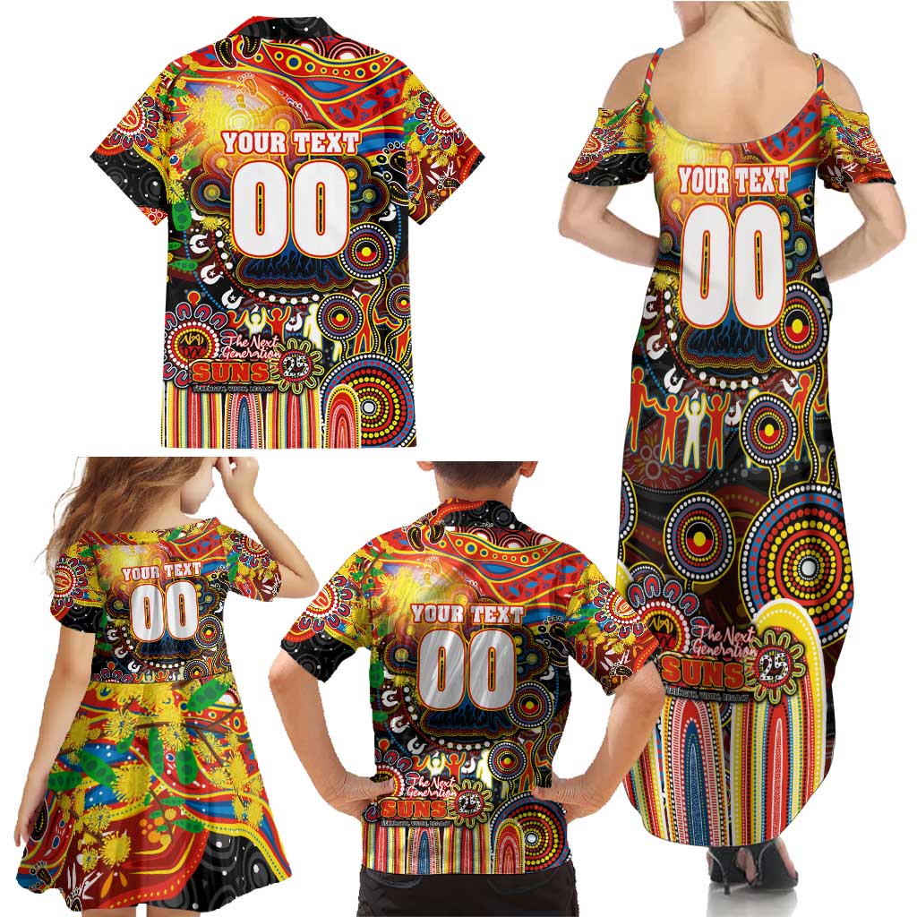 Personalised NAIDOC Week 2025 Suns Football Family Matching Summer Maxi Dress and Hawaiian Shirt Aboriginal Dot Painting