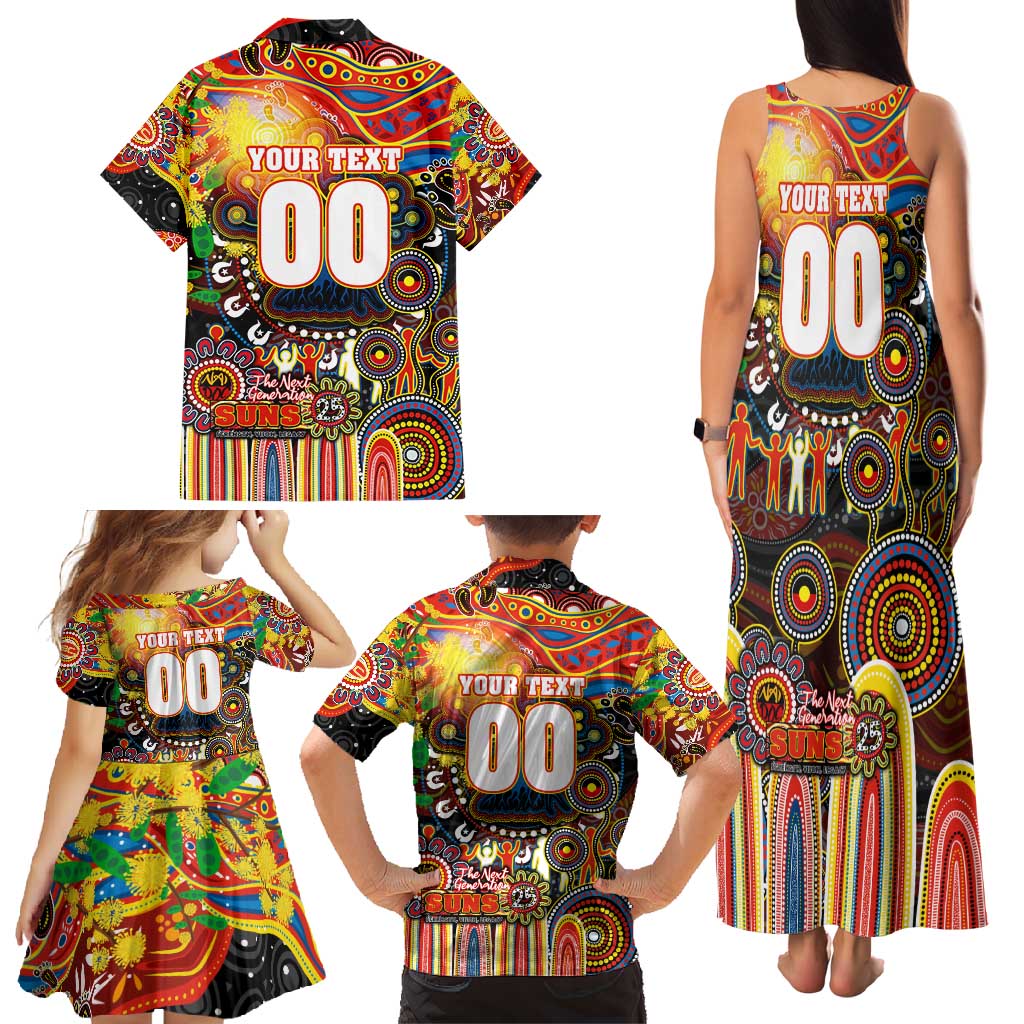 Personalised NAIDOC Week 2025 Suns Football Family Matching Tank Maxi Dress and Hawaiian Shirt Aboriginal Dot Painting