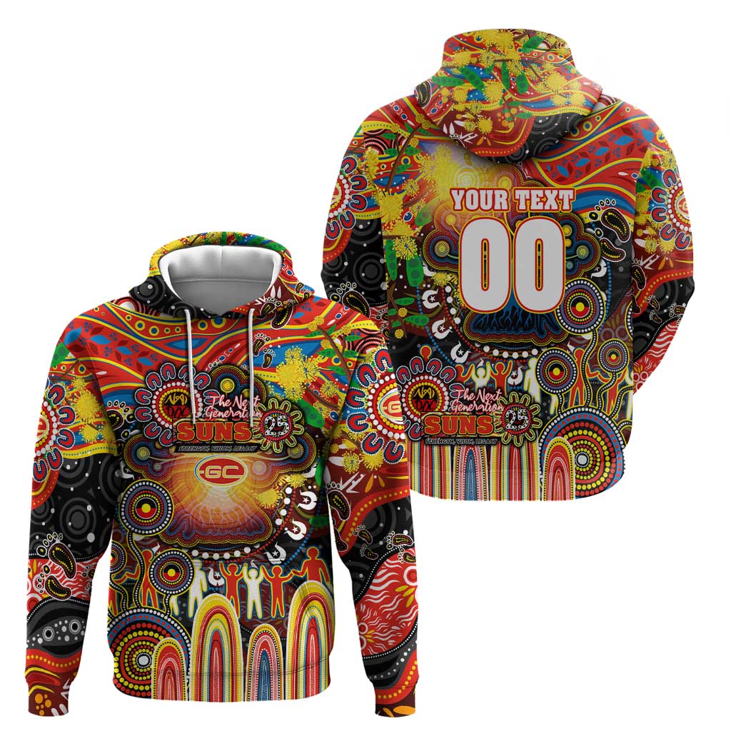 Personalised NAIDOC Week 2025 Suns Football Hoodie Aboriginal Dot Painting