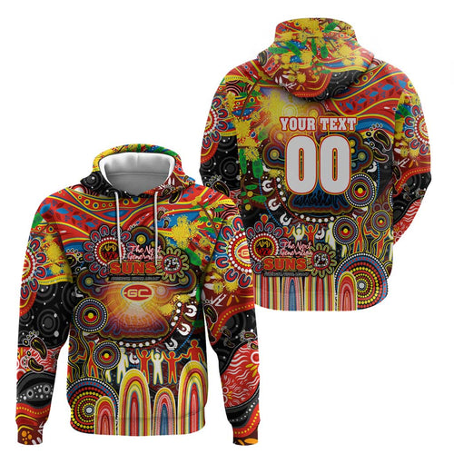 Personalised NAIDOC Week 2025 Suns Football Hoodie Aboriginal Dot Painting