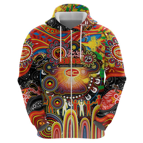 Personalised NAIDOC Week 2025 Suns Football Hoodie Aboriginal Dot Painting