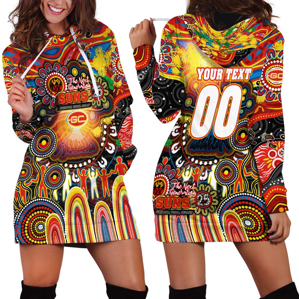 Personalised NAIDOC Week 2025 Suns Football Hoodie Dress Aboriginal Dot Painting