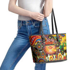NAIDOC Week 2025 Suns Football Leather Tote Bag Aboriginal Dot Painting