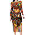 Personalised NAIDOC Week 2025 Suns Football Long Sleeve Bodycon Dress Aboriginal Dot Painting