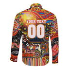 Personalised NAIDOC Week 2025 Suns Football Long Sleeve Button Shirt Aboriginal Dot Painting