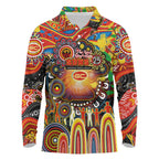 Personalised NAIDOC Week 2025 Suns Football Long Sleeve Polo Shirt Aboriginal Dot Painting