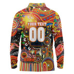 Personalised NAIDOC Week 2025 Suns Football Long Sleeve Polo Shirt Aboriginal Dot Painting