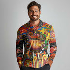 Personalised NAIDOC Week 2025 Suns Football Long Sleeve Polo Shirt Aboriginal Dot Painting