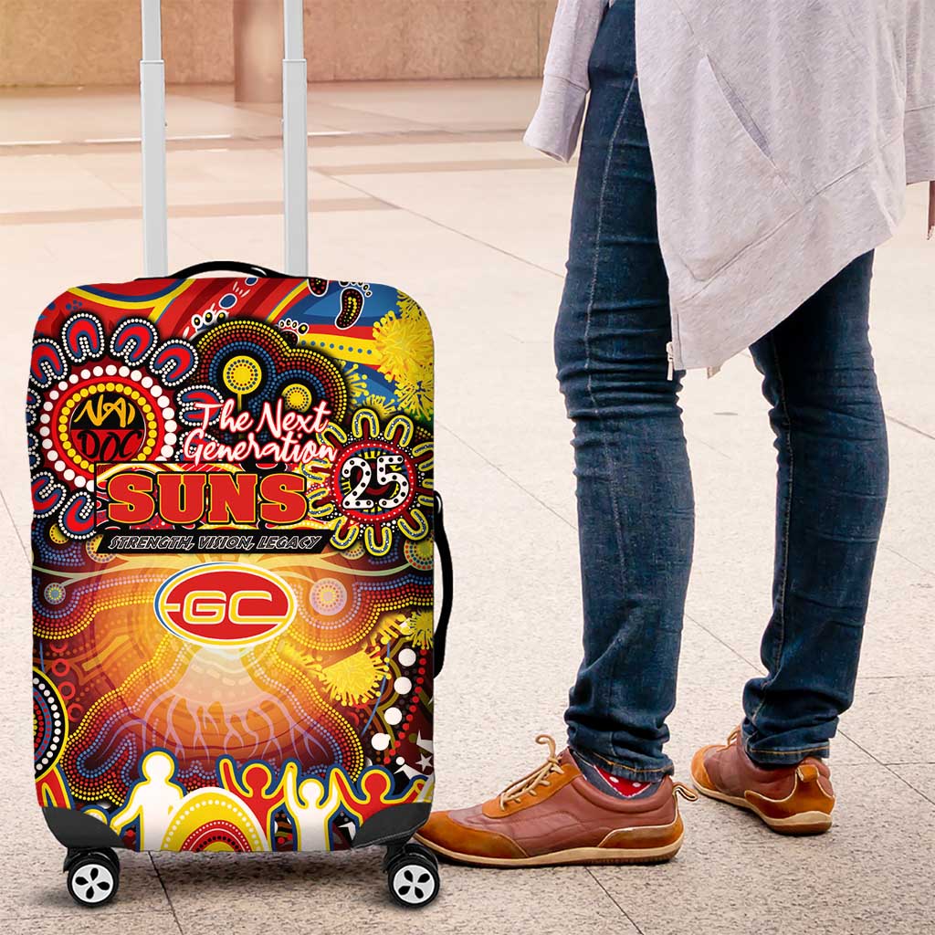 NAIDOC Week 2025 Suns Football Luggage Cover Aboriginal Dot Painting