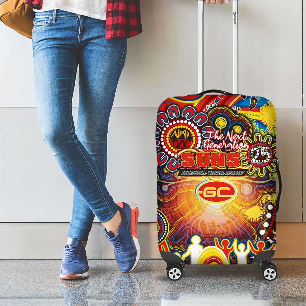 NAIDOC Week 2025 Suns Football Luggage Cover Aboriginal Dot Painting