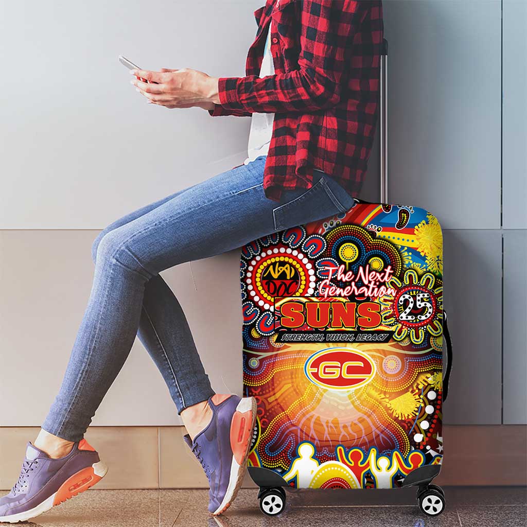 NAIDOC Week 2025 Suns Football Luggage Cover Aboriginal Dot Painting