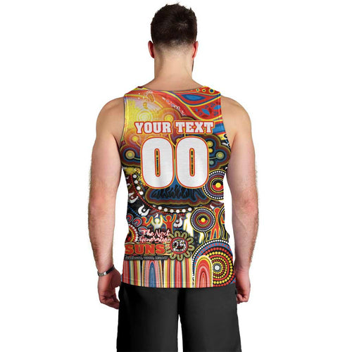 Personalised NAIDOC Week 2025 Suns Football Men Tank Top Aboriginal Dot Painting