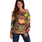 Personalised NAIDOC Week 2025 Suns Football Off Shoulder Sweater Aboriginal Dot Painting