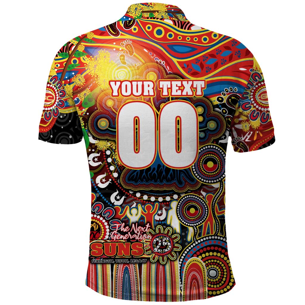 Personalised NAIDOC Week 2025 Suns Football Polo Shirt Aboriginal Dot Painting