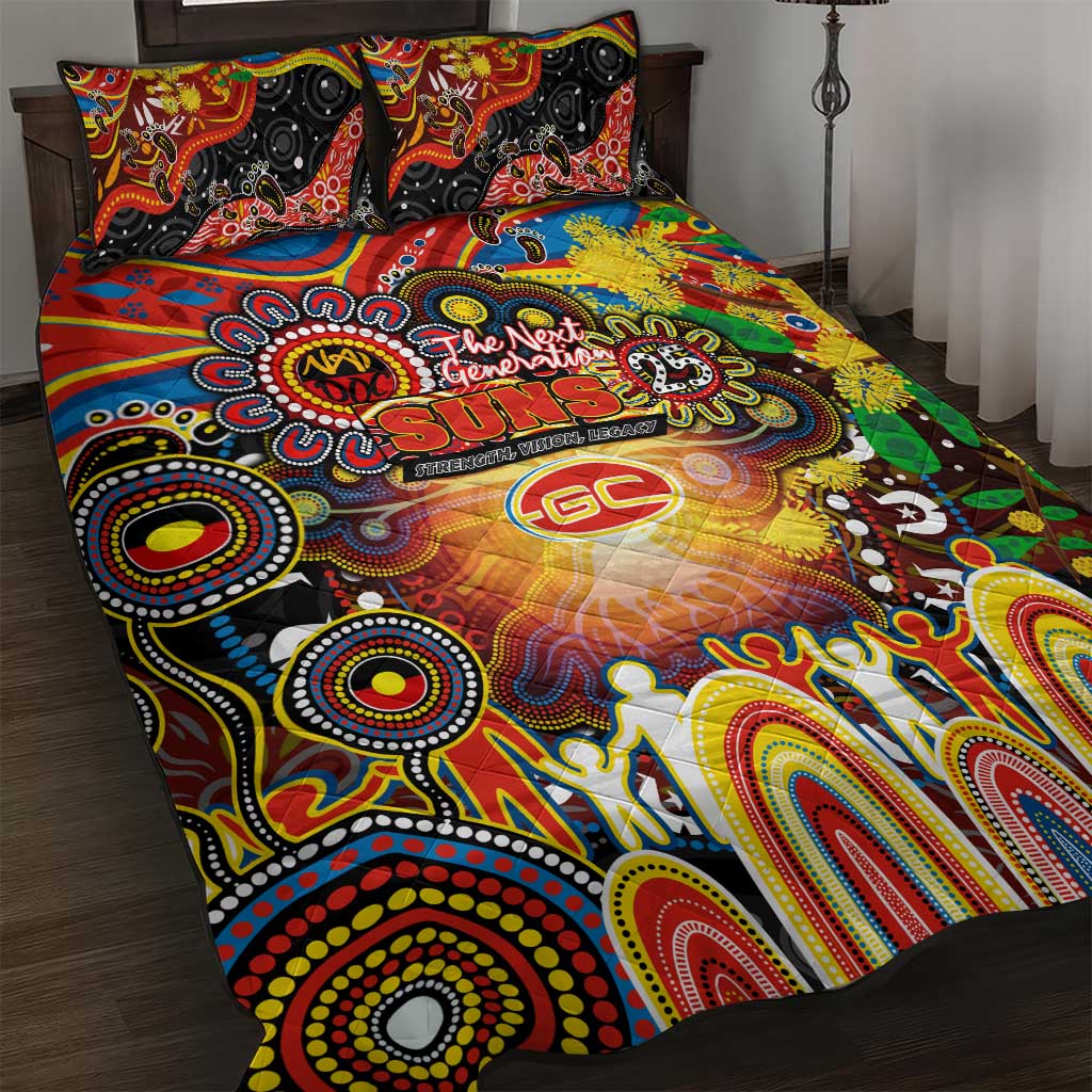 NAIDOC Week 2025 Suns Football Quilt Bed Set Aboriginal Dot Painting