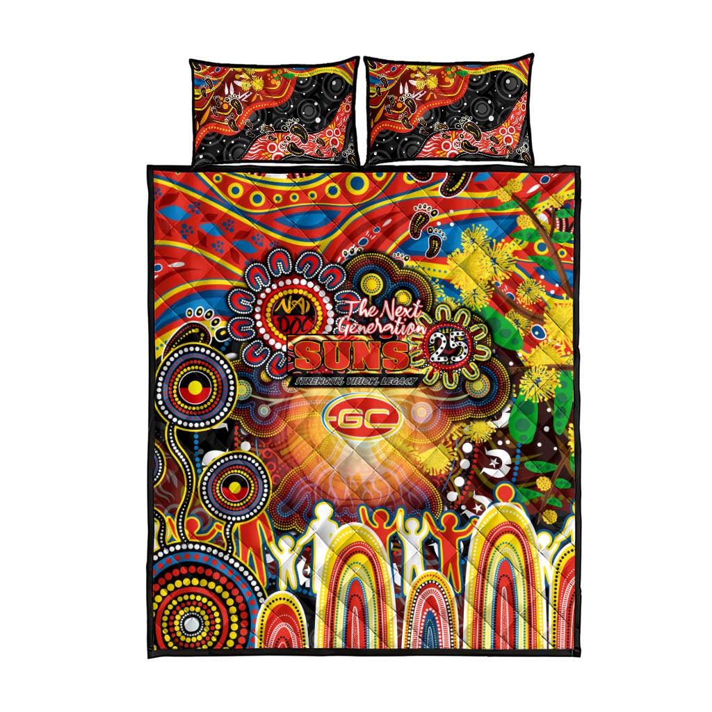 NAIDOC Week 2025 Suns Football Quilt Bed Set Aboriginal Dot Painting