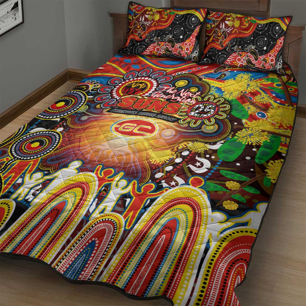 NAIDOC Week 2025 Suns Football Quilt Bed Set Aboriginal Dot Painting