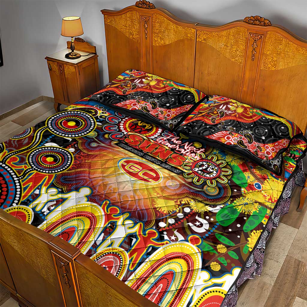 NAIDOC Week 2025 Suns Football Quilt Bed Set Aboriginal Dot Painting