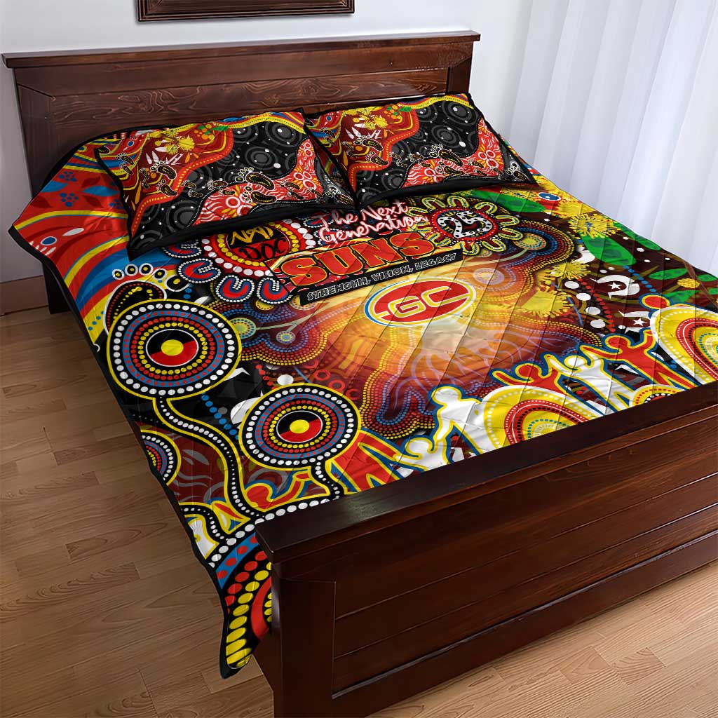 NAIDOC Week 2025 Suns Football Quilt Bed Set Aboriginal Dot Painting