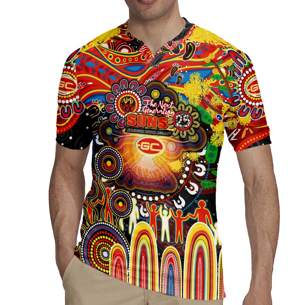 Personalised NAIDOC Week 2025 Suns Football Rugby Jersey Aboriginal Dot Painting