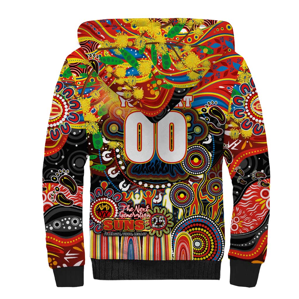 Personalised NAIDOC Week 2025 Suns Football Sherpa Hoodie Aboriginal Dot Painting