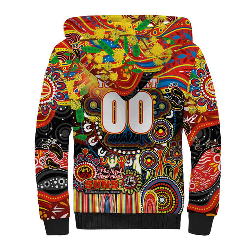 Personalised NAIDOC Week 2025 Suns Football Sherpa Hoodie Aboriginal Dot Painting
