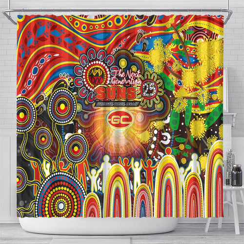 NAIDOC Week 2025 Suns Football Shower Curtain Aboriginal Dot Painting