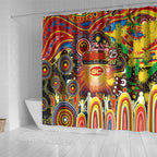 NAIDOC Week 2025 Suns Football Shower Curtain Aboriginal Dot Painting