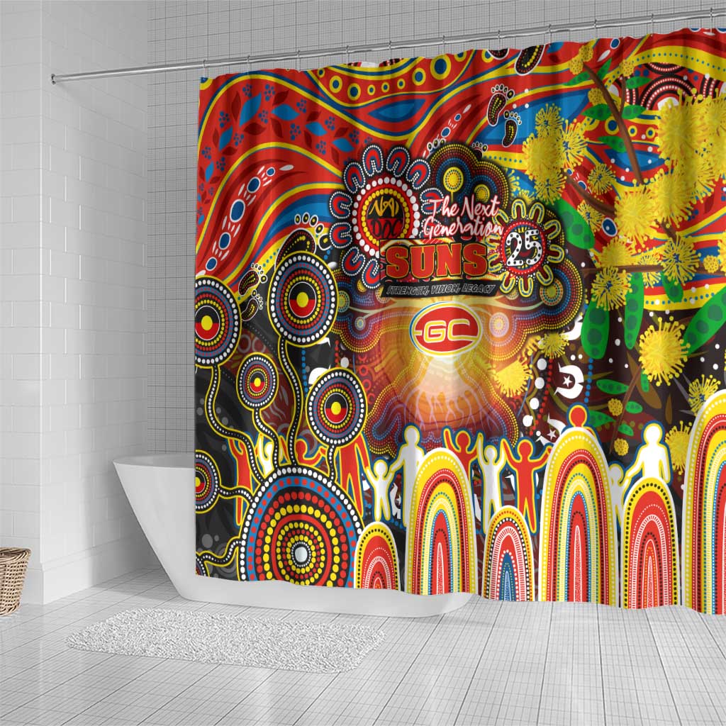 NAIDOC Week 2025 Suns Football Shower Curtain Aboriginal Dot Painting