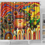 NAIDOC Week 2025 Suns Football Shower Curtain Aboriginal Dot Painting