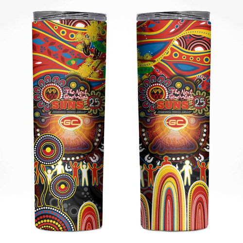NAIDOC Week 2025 Suns Football Skinny Tumbler Aboriginal Dot Painting