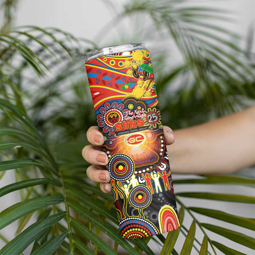 NAIDOC Week 2025 Suns Football Skinny Tumbler Aboriginal Dot Painting