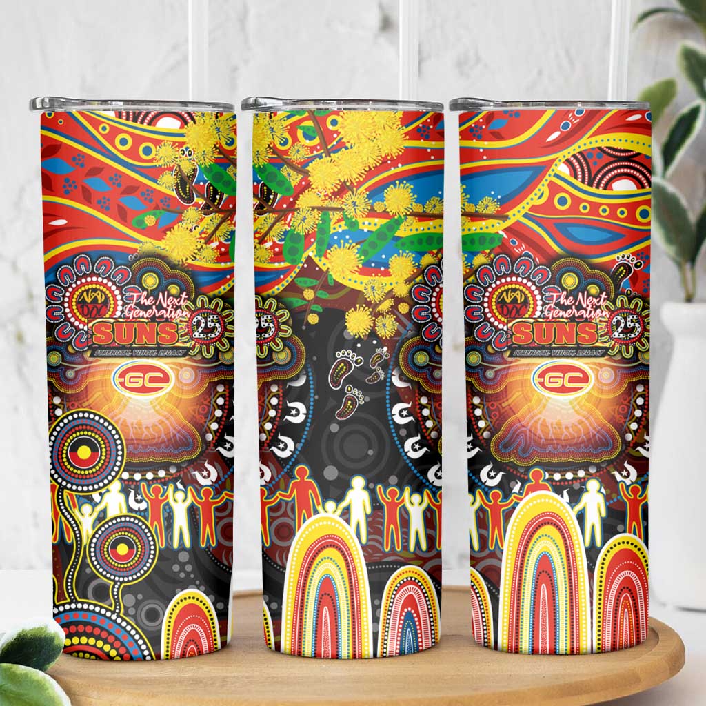 NAIDOC Week 2025 Suns Football Skinny Tumbler Aboriginal Dot Painting