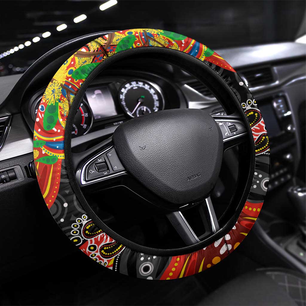 NAIDOC Week 2025 Suns Football Steering Wheel Cover Aboriginal Dot Painting