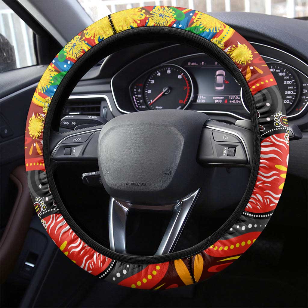 NAIDOC Week 2025 Suns Football Steering Wheel Cover Aboriginal Dot Painting