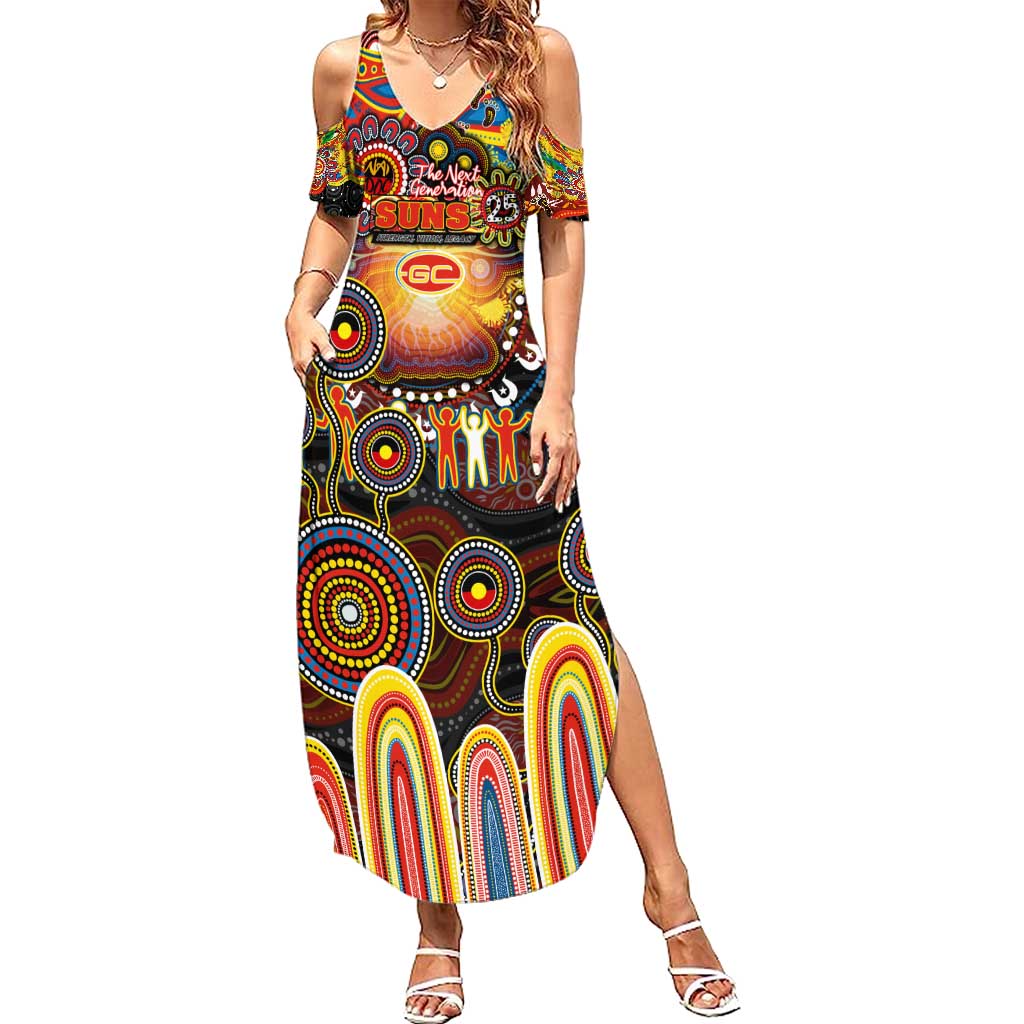 Personalised NAIDOC Week 2025 Suns Football Summer Maxi Dress Aboriginal Dot Painting