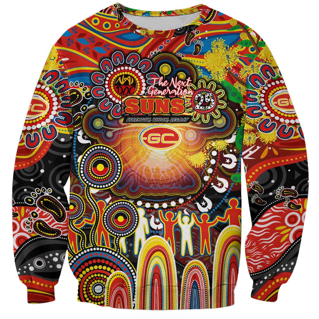 Personalised NAIDOC Week 2025 Suns Football Sweatshirt Aboriginal Dot Painting